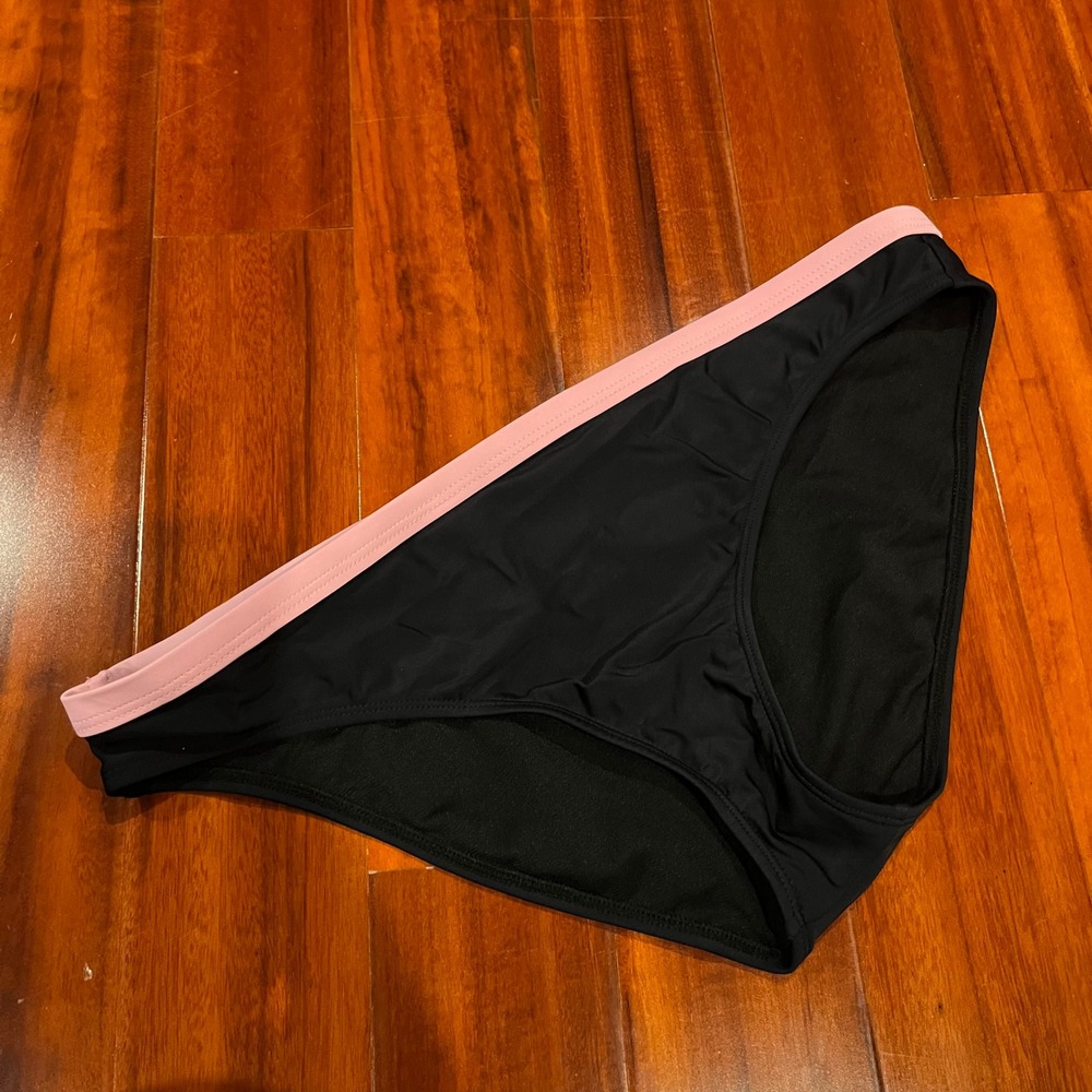 Salt + Cove Black Bikini Bottom Swim Pink‎ Waist Trim NWOT Juniors Size Large